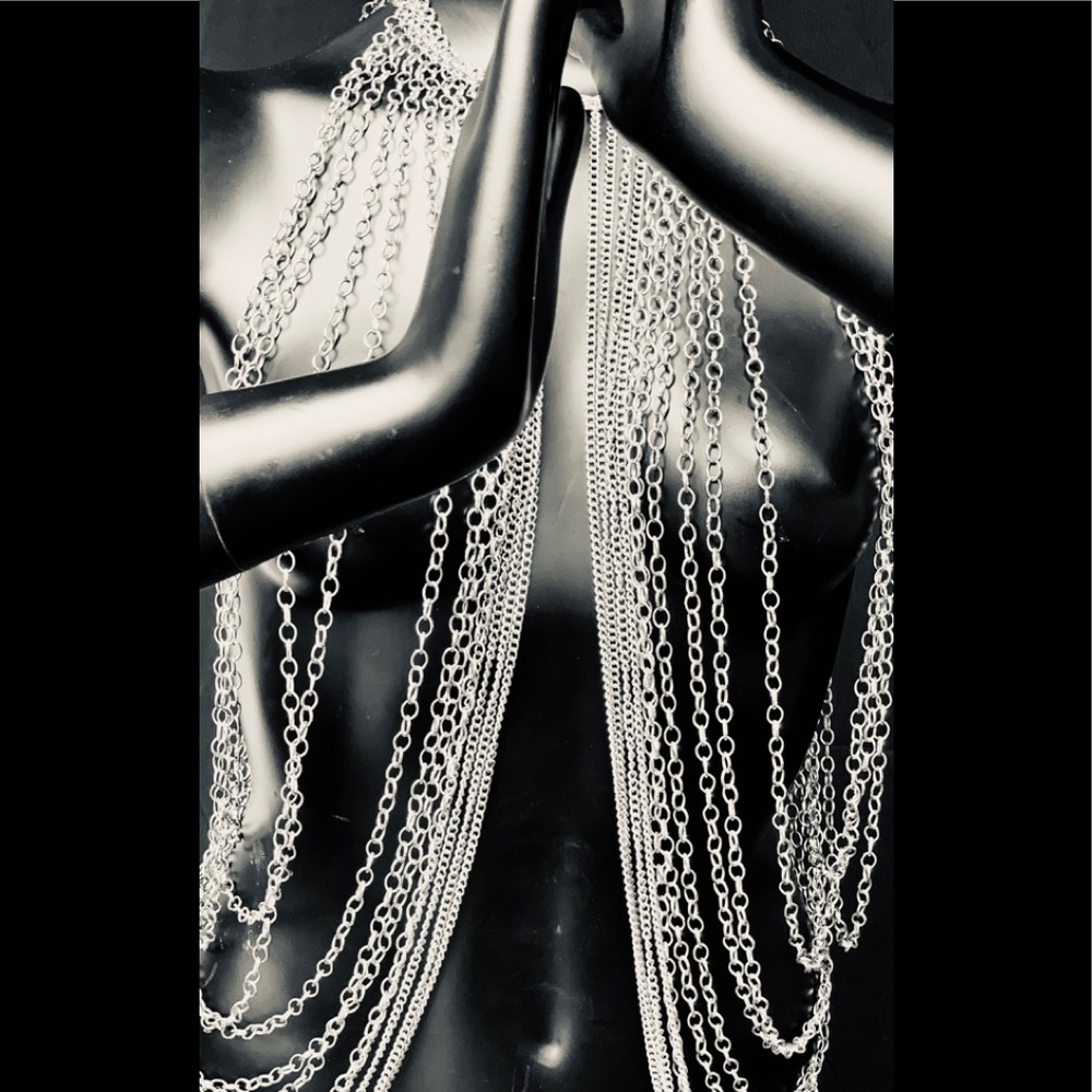 Silver one of a kind necklace/ Shoulder Accessory
